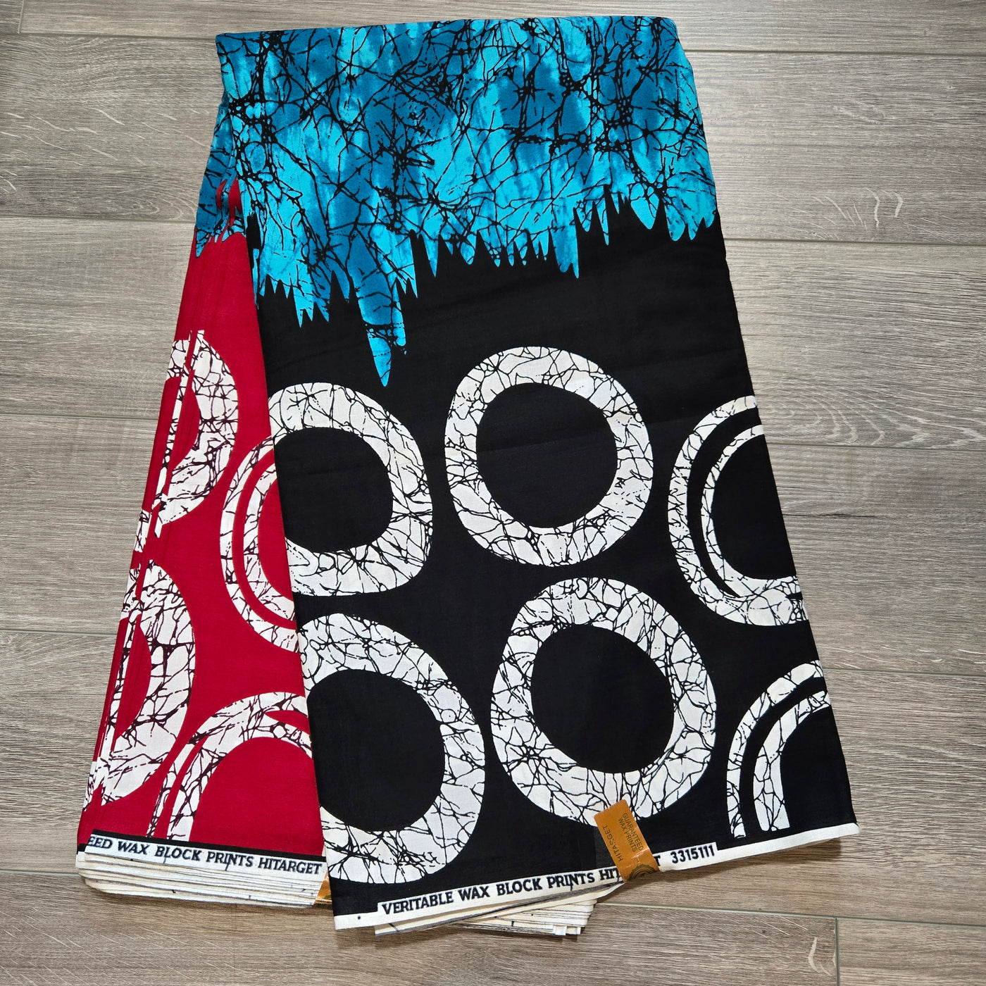 Black, Teal and Red Circle African Print Fabric, Ankara Fabric, 100% Cotton Fabric, AF378