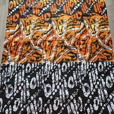 Orange, Black and White African Print Fabric, Ankara Fabric, AF295