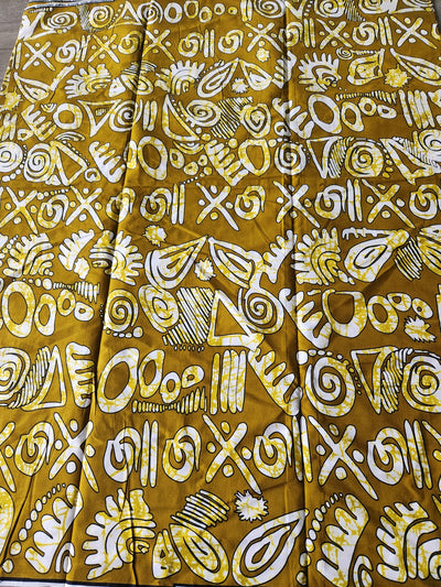 Gold Tribal African Print Fabric, Ankara Fabric, AF189