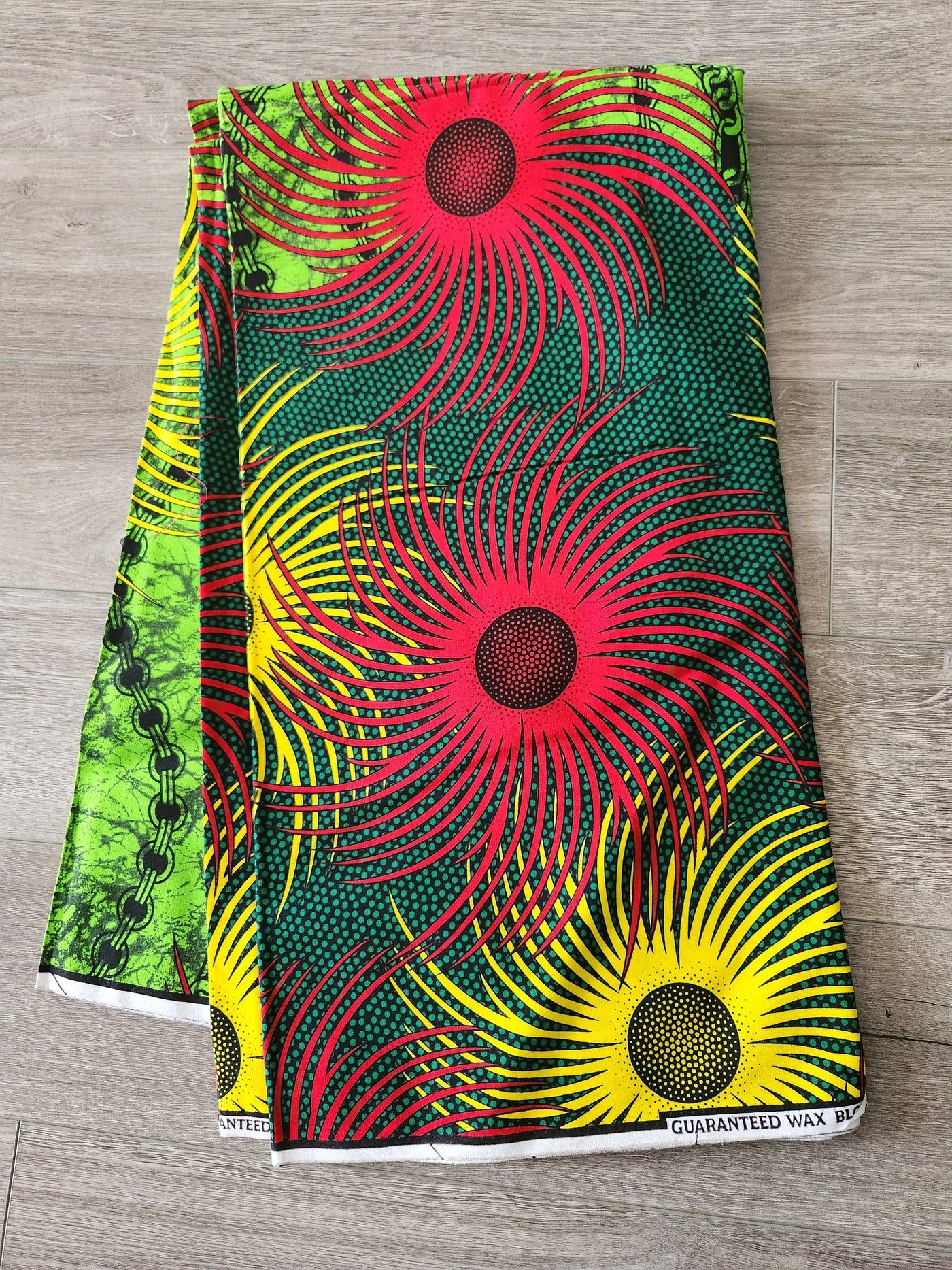 Green and Red African Print Fabric, Ankara Fabric AF41