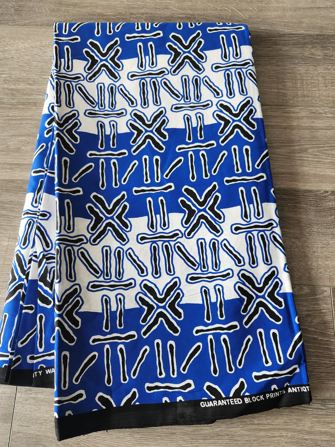 Blue and White Tribal African Print Fabric, Ankara Fabric, AF138