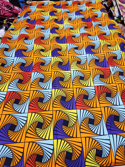 Orange Ankara Print Fabric