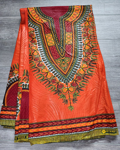 Orange and Red Dashiki African Print Fabric, Ankara Fabric