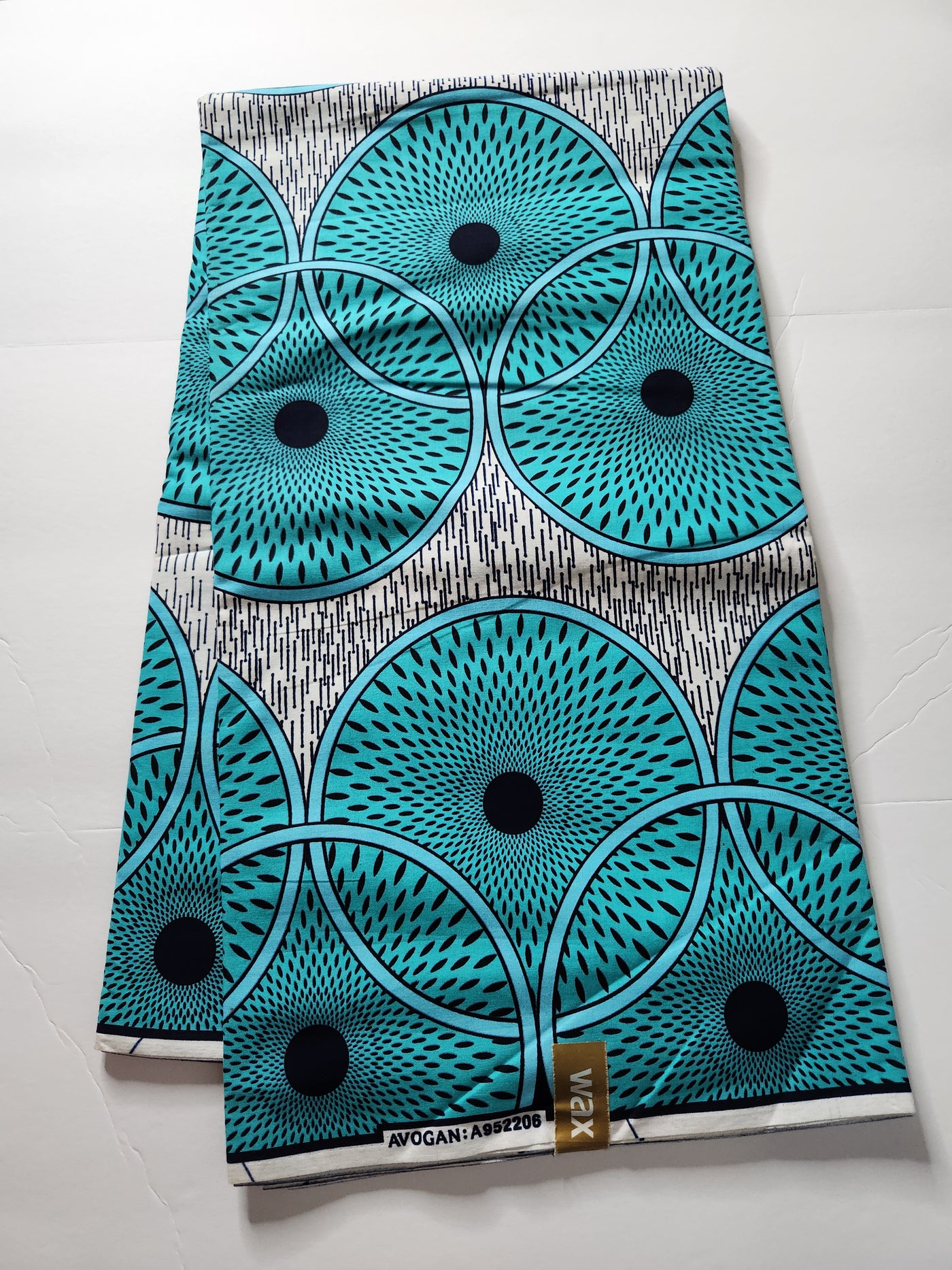 White and Blue African Ankara Print Fabric