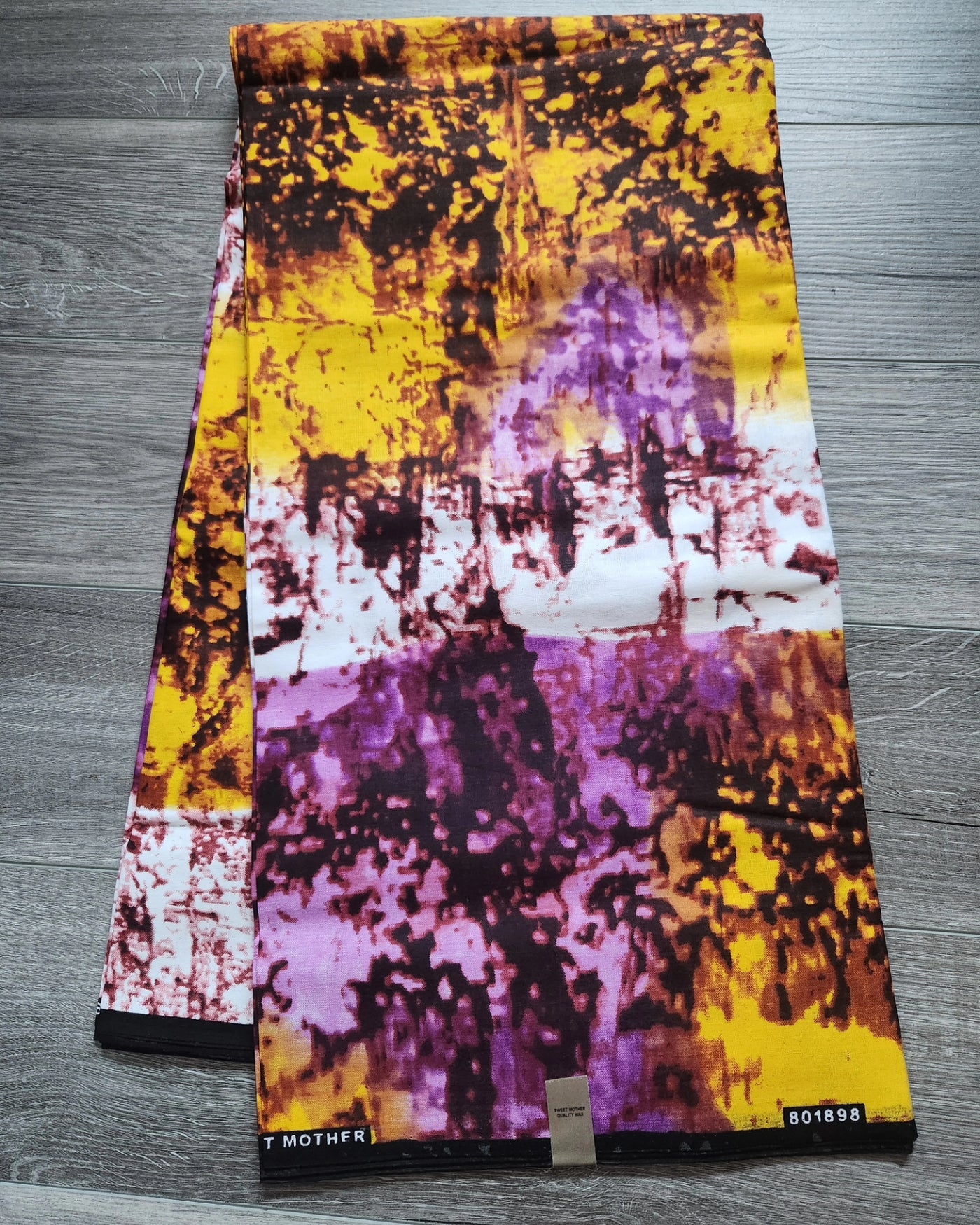 Yellow and Purple Tie-Die Ankara Print Fabric