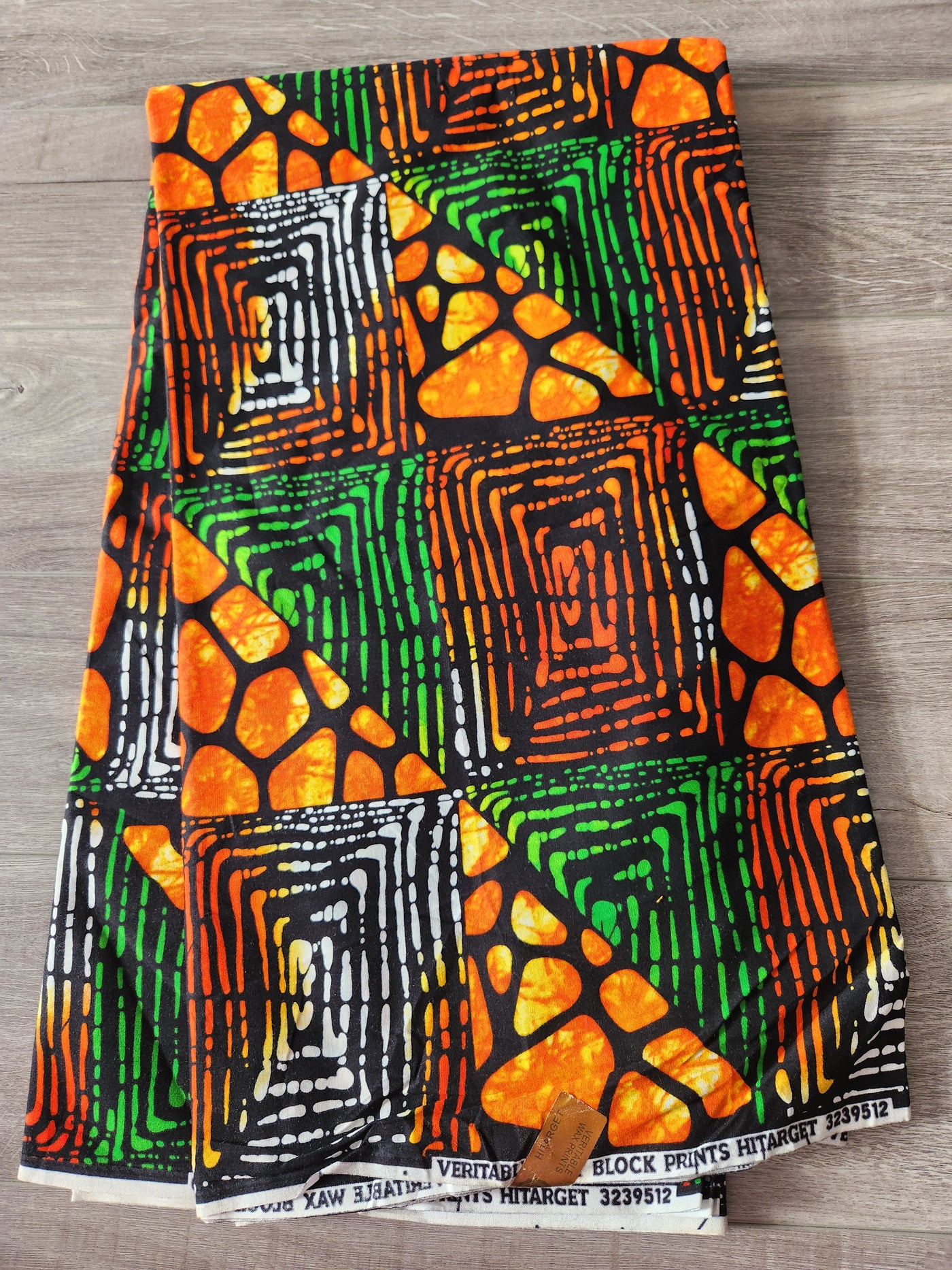 Green and Orange African Print Fabric, Ankara Fabric, AF102