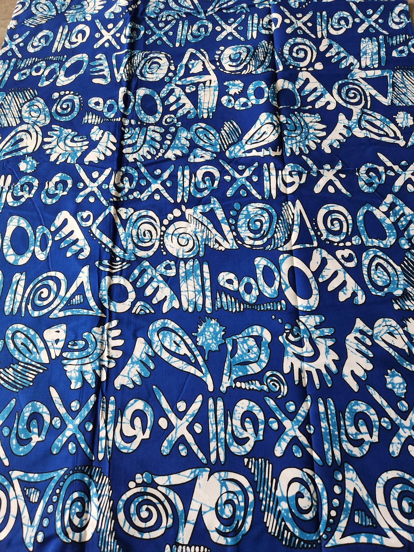 Blue and White Tribal African Print Fabric, Ankara Fabric, AF190