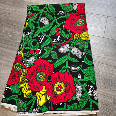 Black and Green Mix and Match African Print Fabric, Ankara Fabric, 100% Cotton Fabric