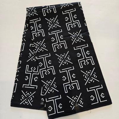 Luxury Black and White Tribal African Print Fabric, Monochrome Fabric, Ankara Fabric, AF320