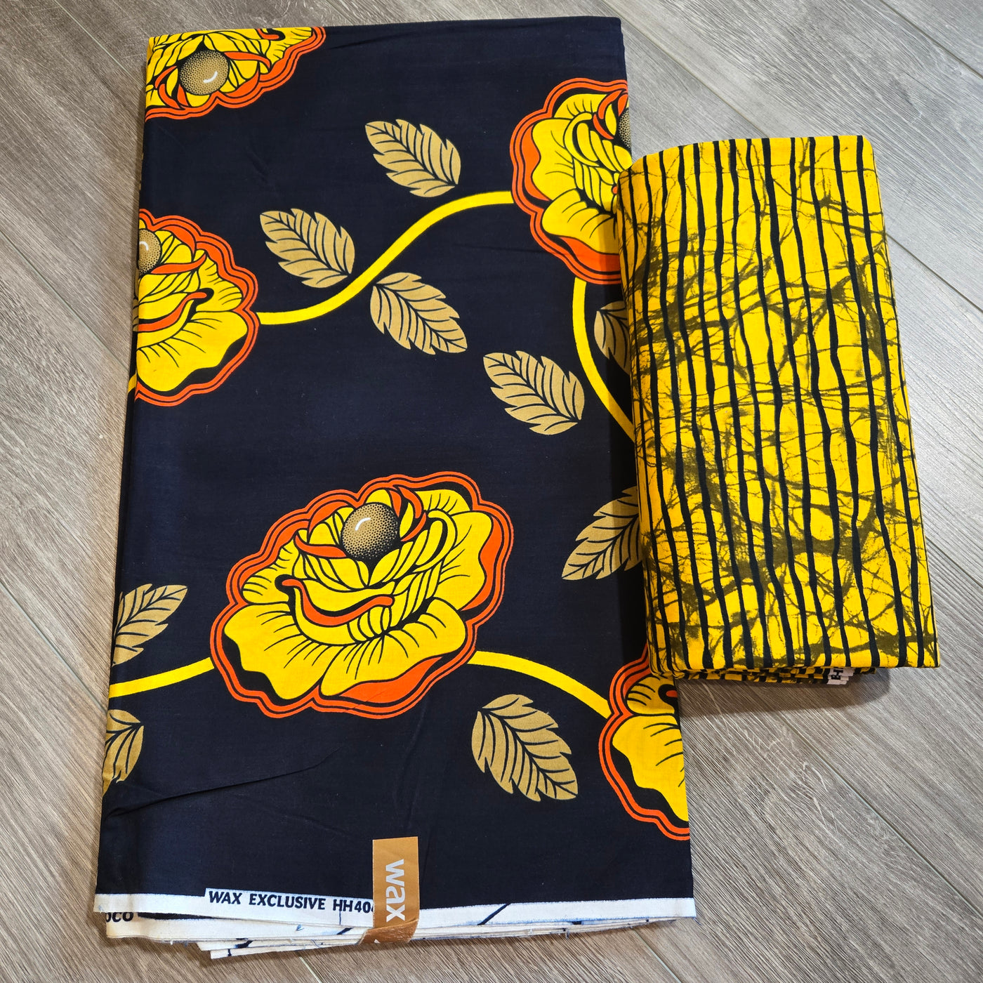 Black and Yellow Mix and Match African Print Fabric, Ankara Fabric, 100% Cotton Fabric