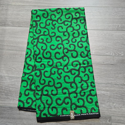 Green and Black African Print Fabric, Ankara Fabric, 100% Cotton Fabric, AF365