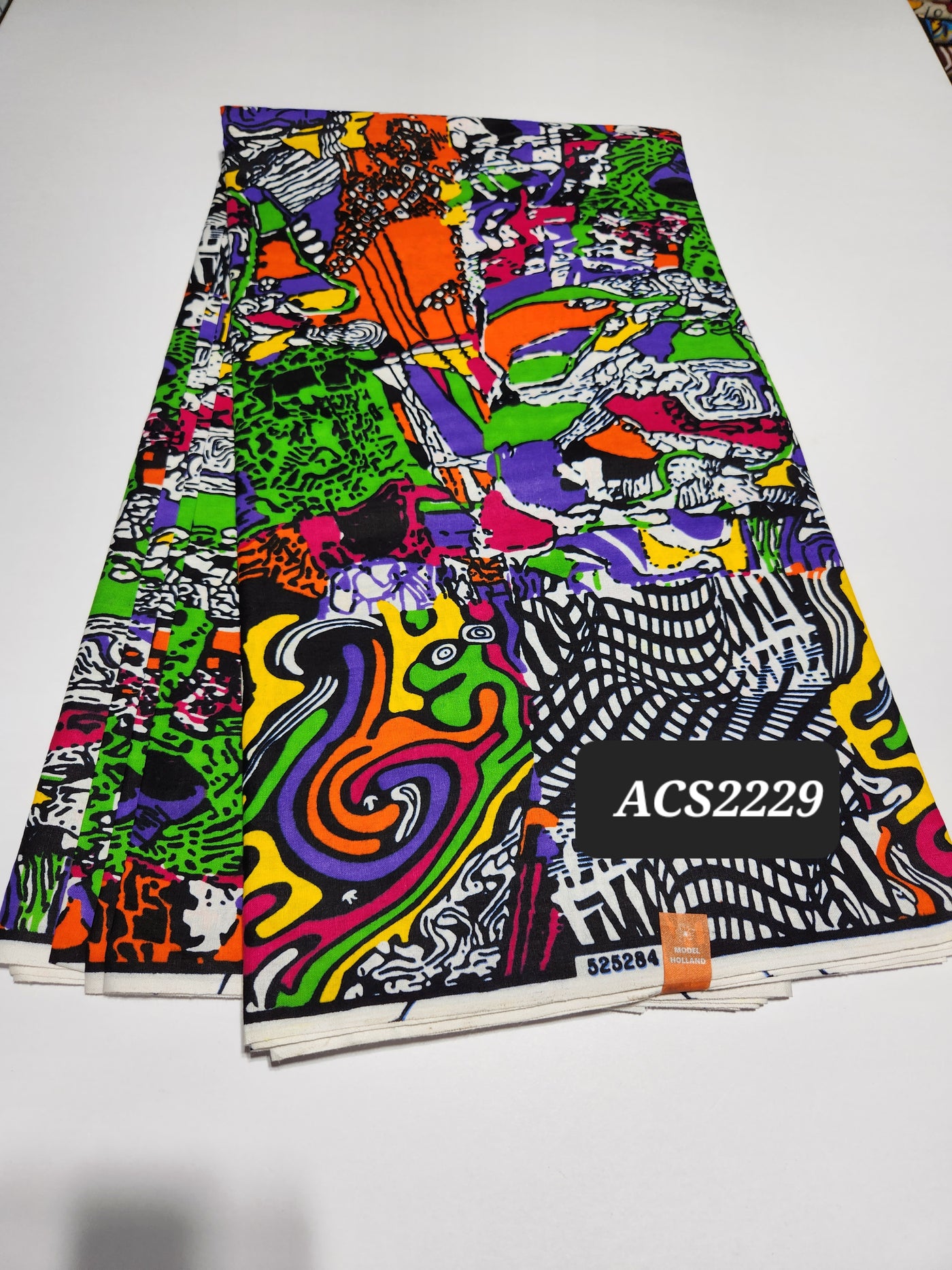 White and Green African Print Ankara Fabric ACS2229