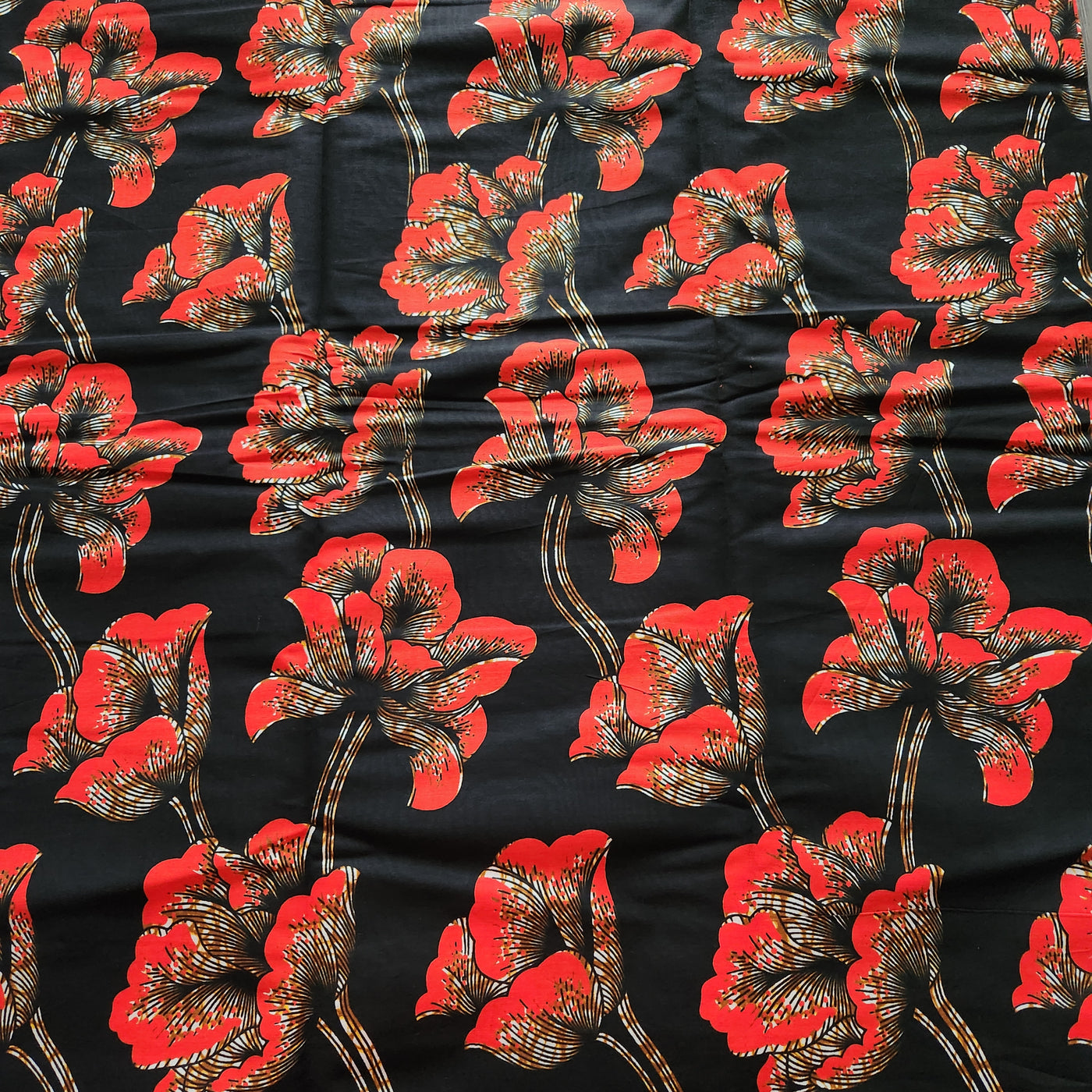 Black and Red African Print Fabric, Ankara Fabric, AF289