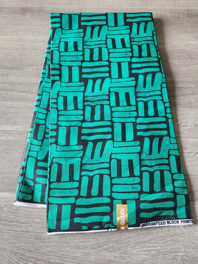 Green and Black Ankara Print Fabric