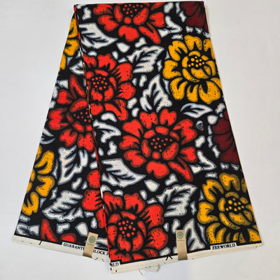 White, Red and Yellow African Print Fabric, Ankara Fabric, AF331