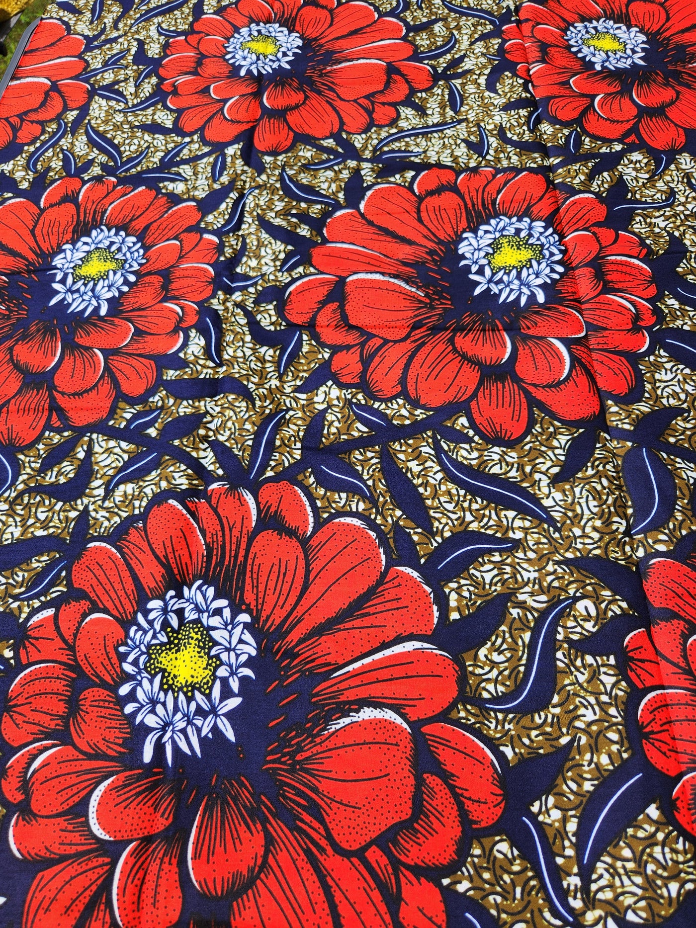 Brown and Orange African Print Fabric, Ankara Fabric, AF157