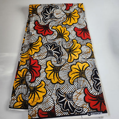 White, Gold and Red African Print Fabric, Ankara Fabric, AF283