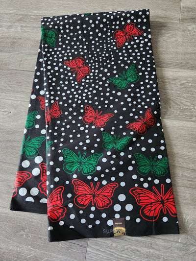 Black and Red Butterfly African Ankara Print Fabric