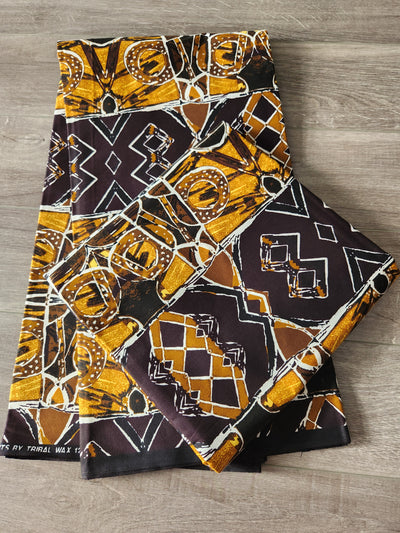 Brown and Black African Print Fabric, Ankara Fabric AF23