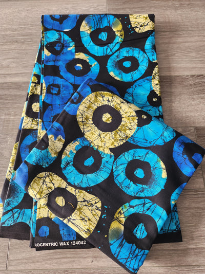 Black and Blue African Print Fabric, Ankara Fabric, AF109