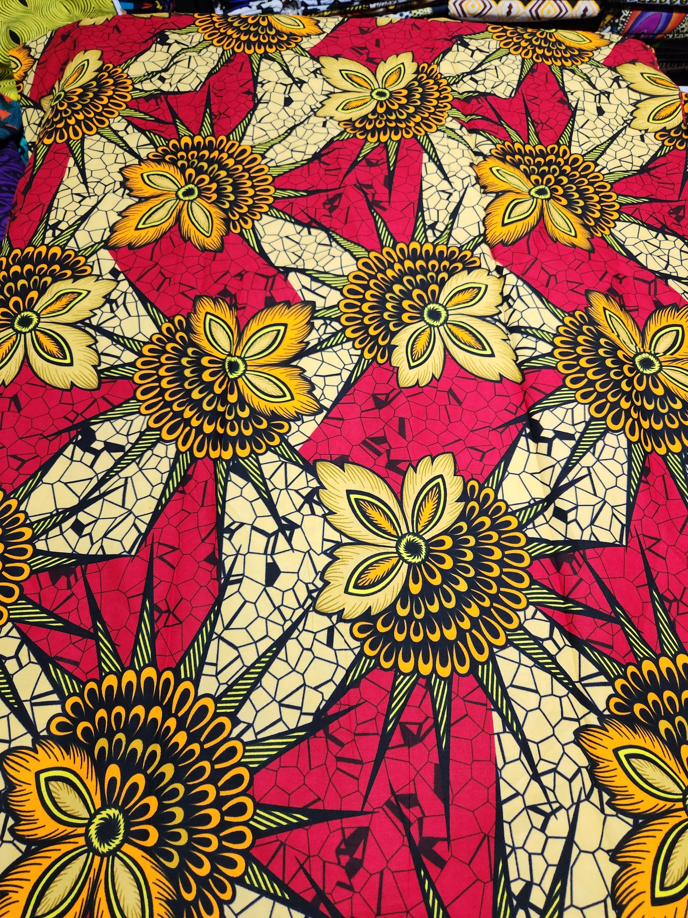 Yellow and Red Ankara Print Fabric ACS2205