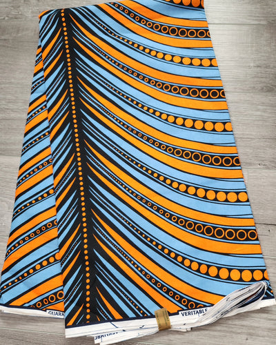 Orange and Blue African Print Fabric, Ankara Fabric