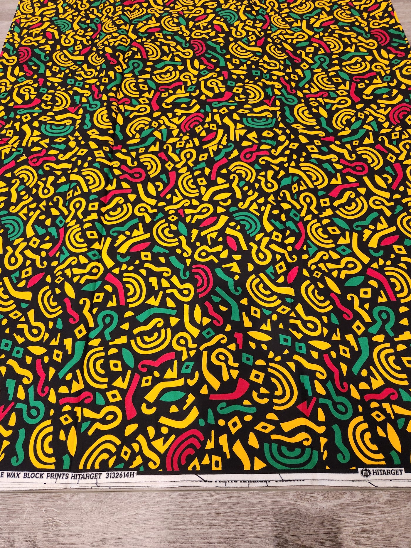 Black, Yellow and Red African Print Fabric, Ankara Fabric, AF207