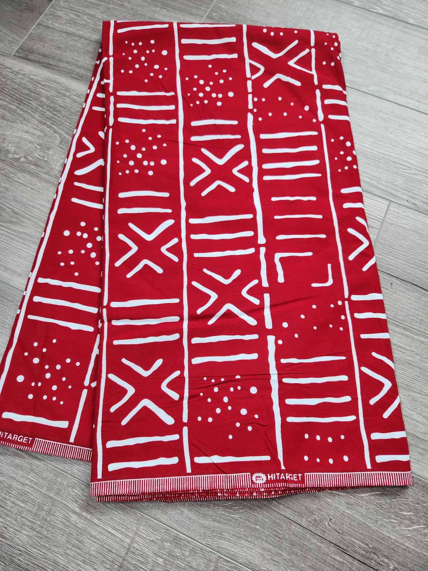 Red and White Tribal African Print Fabric, Ankara Fabric