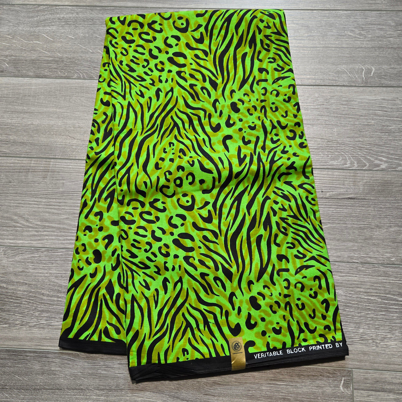 Lime Green and Black African Print Fabric, Ankara Fabric, 100% Cotton Fabric, AF358