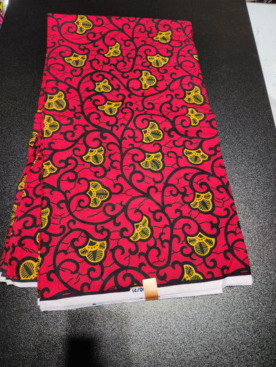 Red and Yellow African Print Fabric, Ankara Fabric