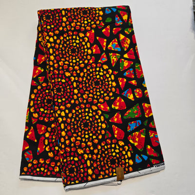 Orange and Red African Print Fabric, Ankara Fabric, AF342