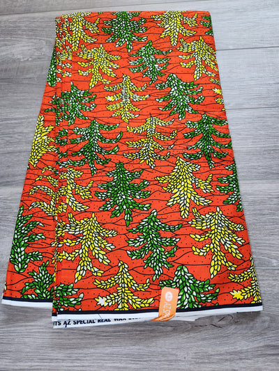 Orange and Yellow African Print Fabric, Ankara Fabric