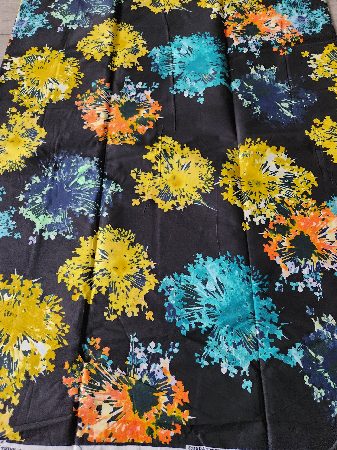 Black, Yellow and Orange African Print Fabric, Ankara Fabric, AF193