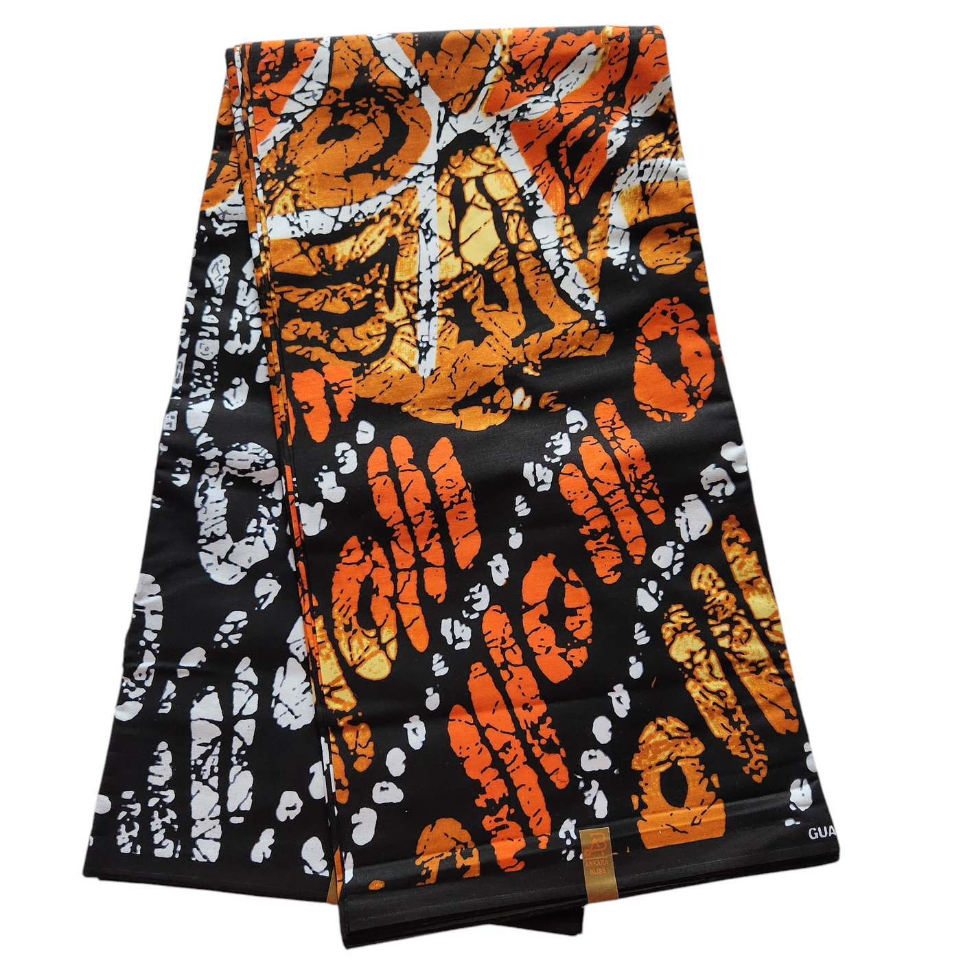 Orange, Black and White African Print Fabric, Ankara Fabric, AF295