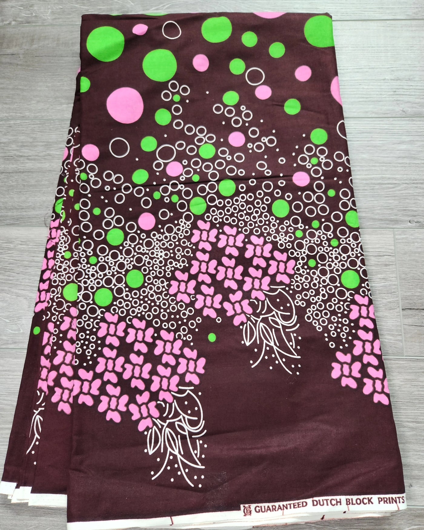 Brown, Pink and Green African Print Fabric, Ankara Fabric