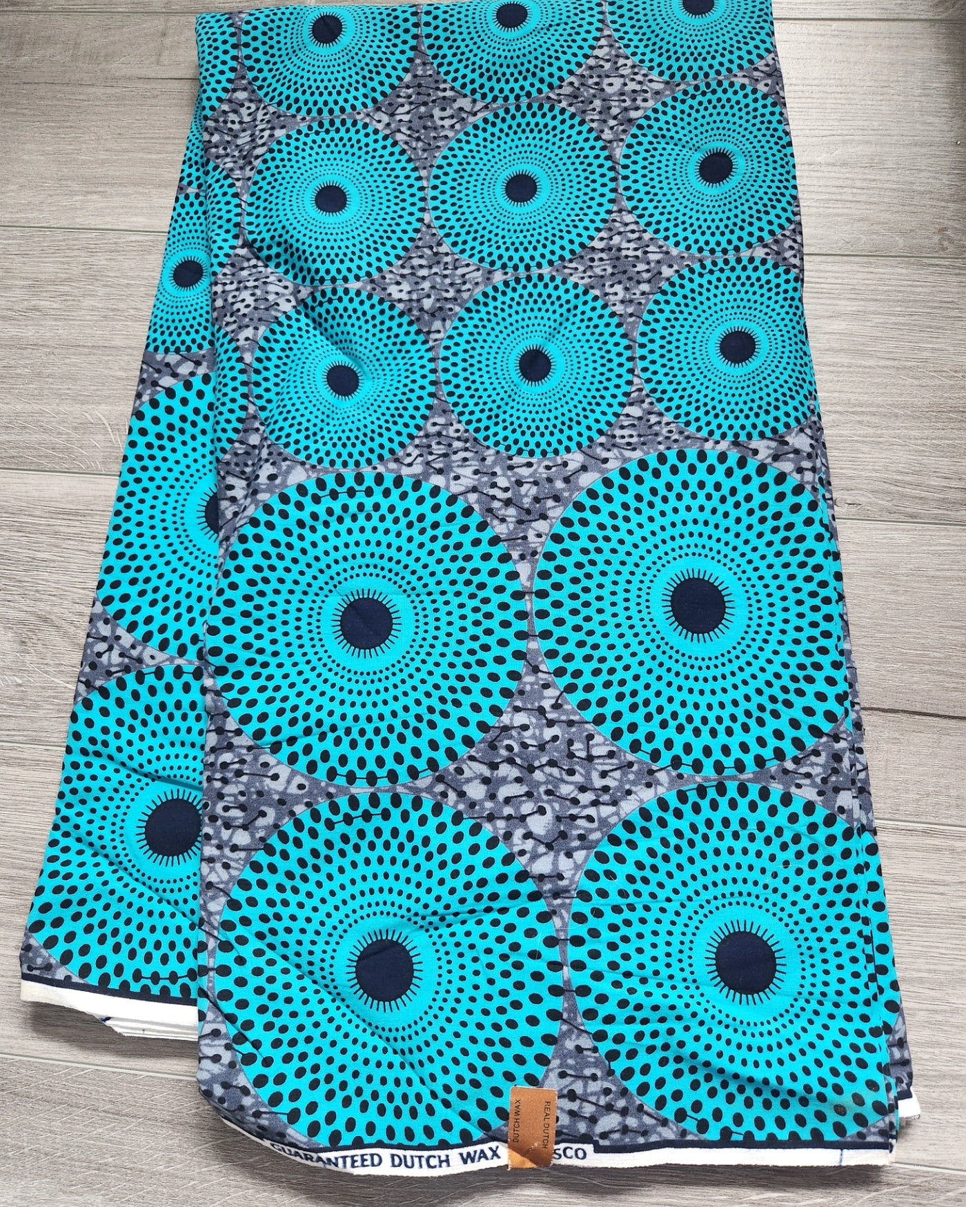 Gray and Teal African Print Fabric, Ankara Fabric AF37