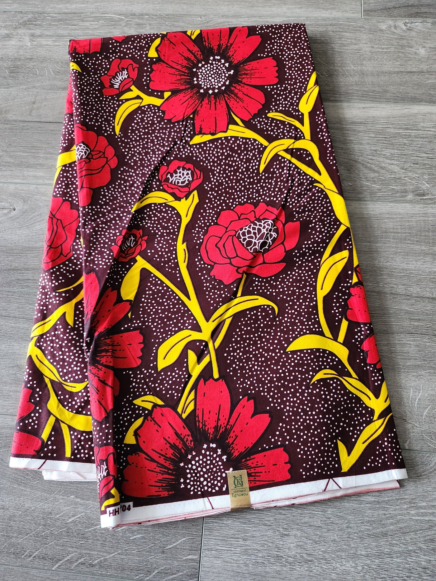 Brown and Red African Ankara Print Fabric