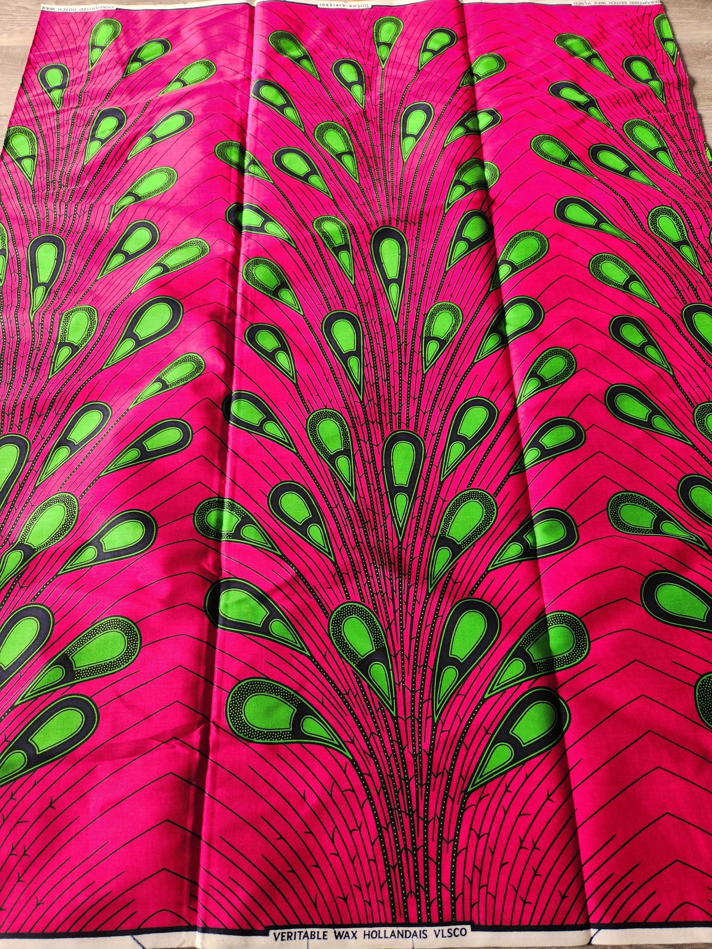 Pink and Green Rainburst African Ankara Print Fabric, AF220