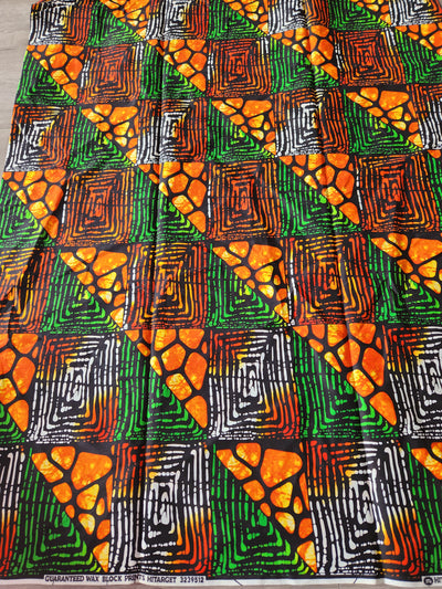 Green and Orange African Print Fabric, Ankara Fabric, AF102