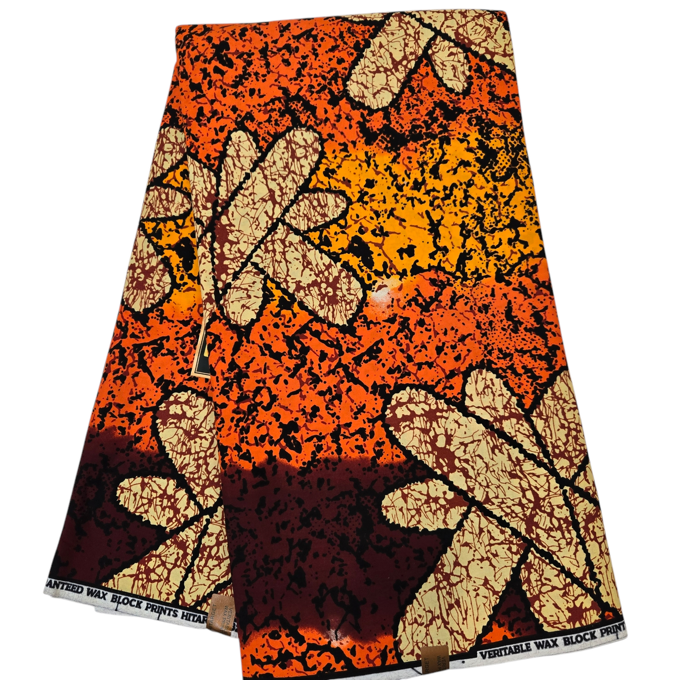 Orange and Beige African Print Fabric, Ankara Fabric, AF329