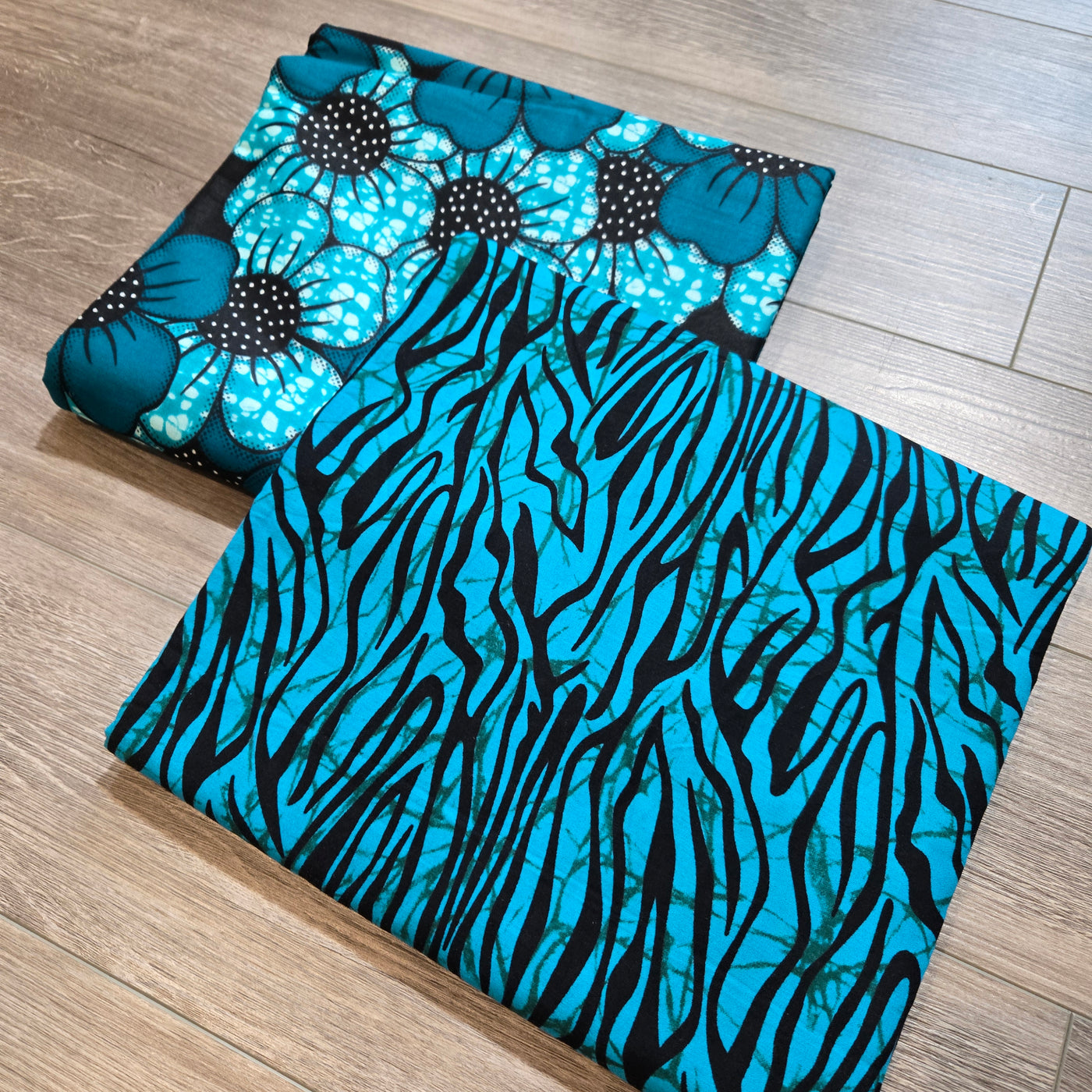 Teal and Black Mix and Match African Print Fabric, Ankara Fabric, 100% Cotton Fabric