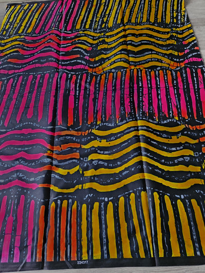 Black, Yellow and Pink African Print Fabric, Ankara Fabric, AF198