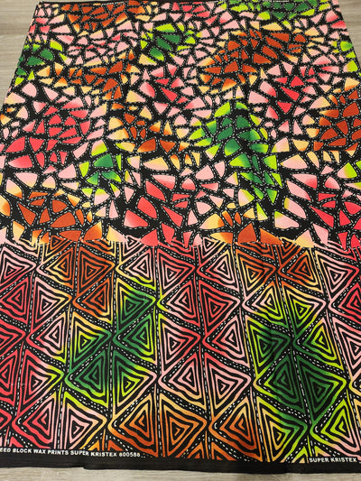 Pink, Black and Green African Print Fabric, Ankara Fabric, AF210