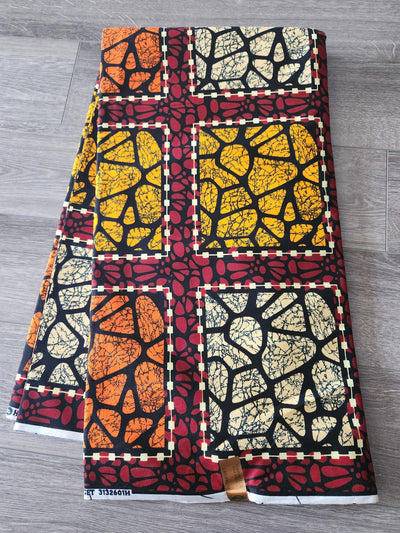 Brown and Yellow African Print Fabric, Ankara Fabric AF49