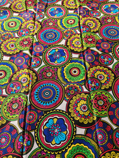 White and Blue Multicolor African Print Fabric, Ankara Fabric, AF215