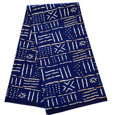 Blue and Black Mix and Match Tribal African Print Fabric, Ankara Fabric