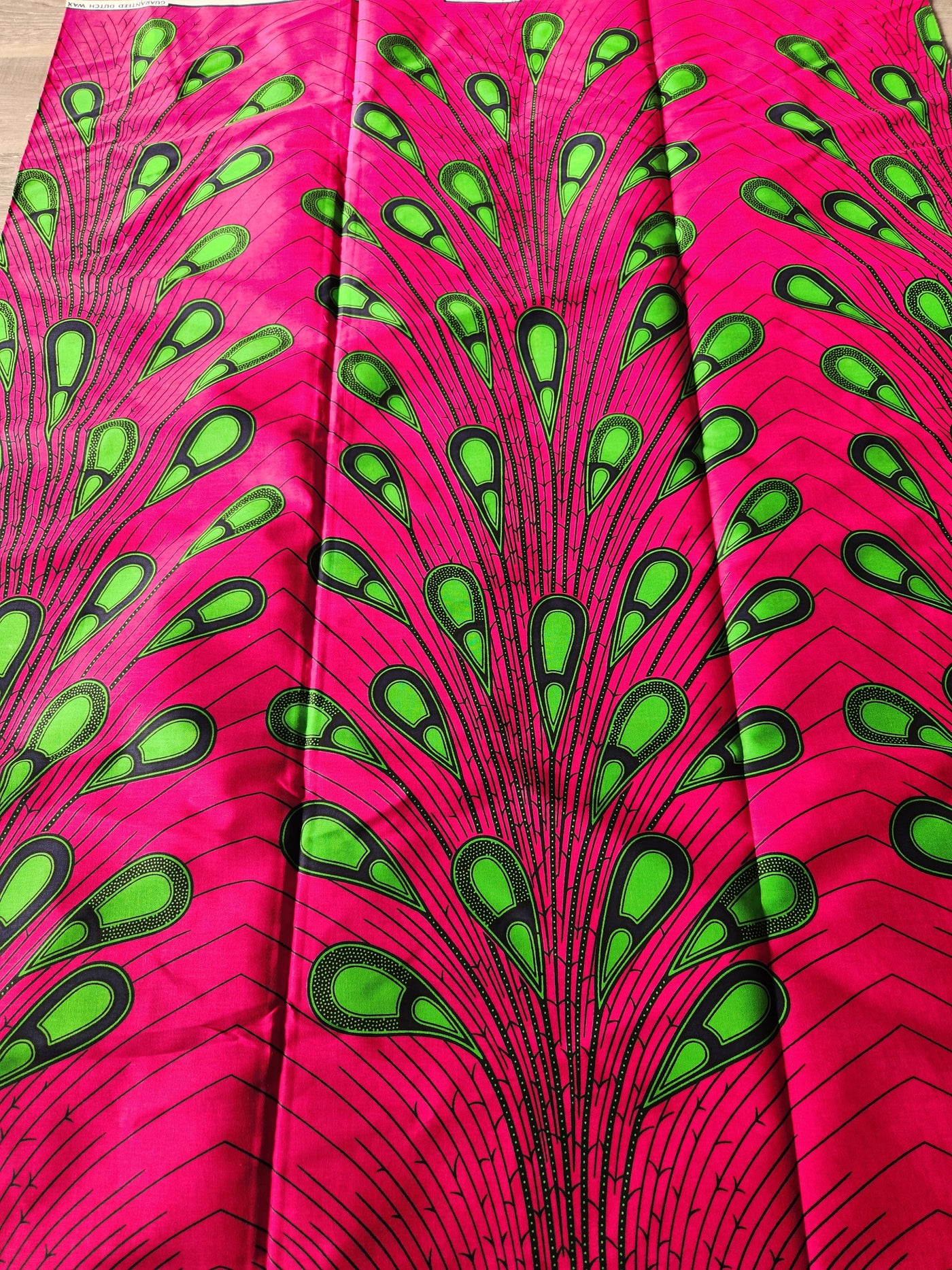 Pink and Green Rainburst African Ankara Print Fabric, AF220