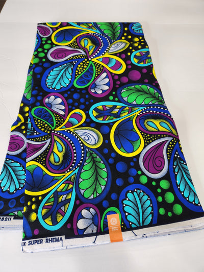 Blue and Green Ankara Print Fabric