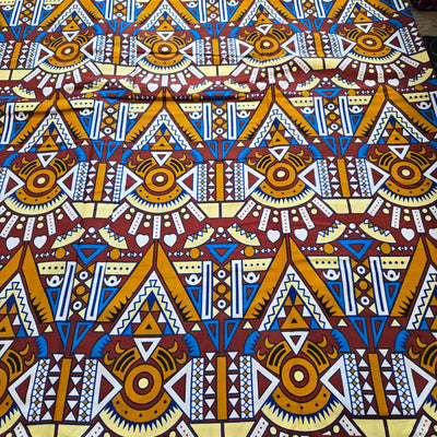 Luxury Brown Tribal African Print Fabric, Brown Ankara Fabric, 100% Cotton Fabric AF384