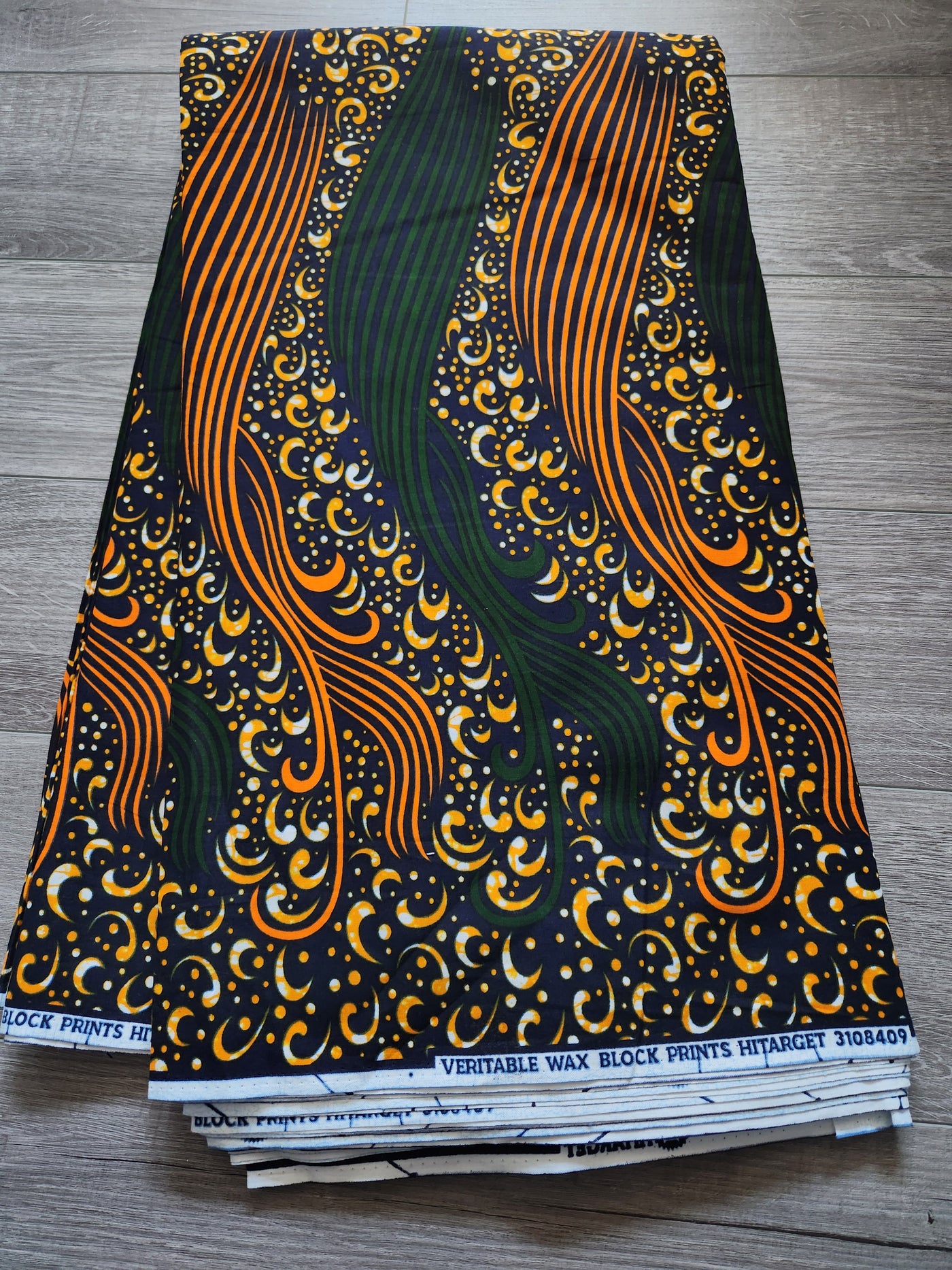 Green and Gold African Print Fabric, Ankara Fabric, AF232